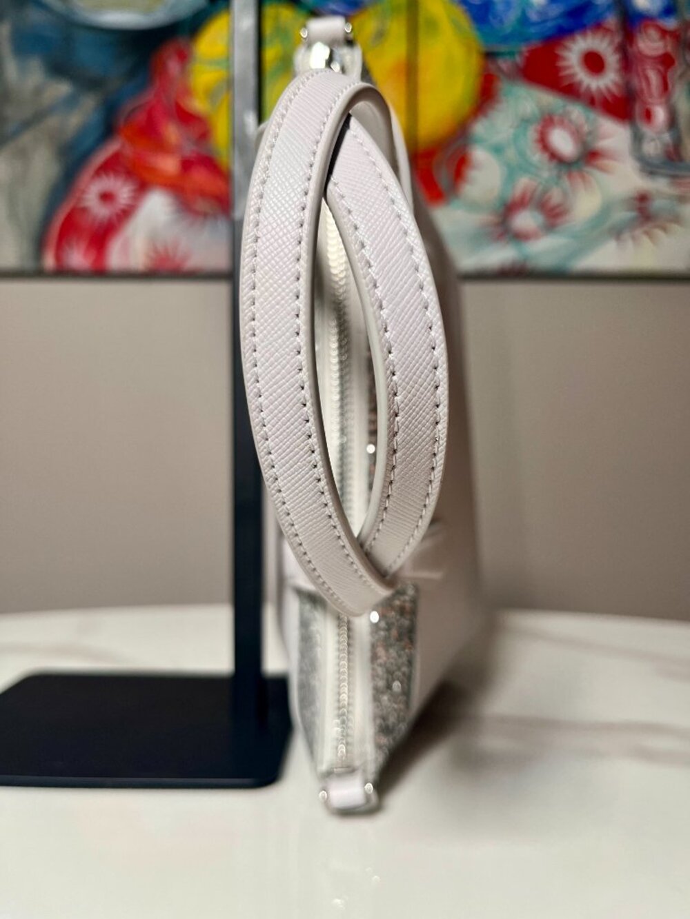 Kate Spade Flash Glitter Satchel Light Grey Silver Crossbody Satchel NWOT - Picture 8 of 16